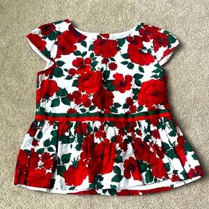 Janie and Jack red and green holiday top